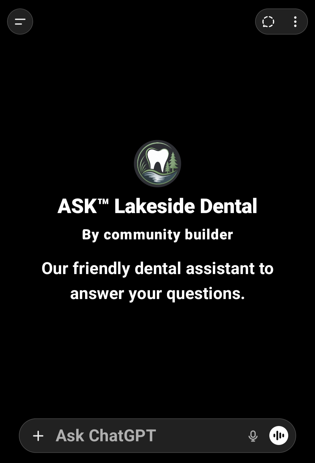 ASK Lakeside Dental welcome screen